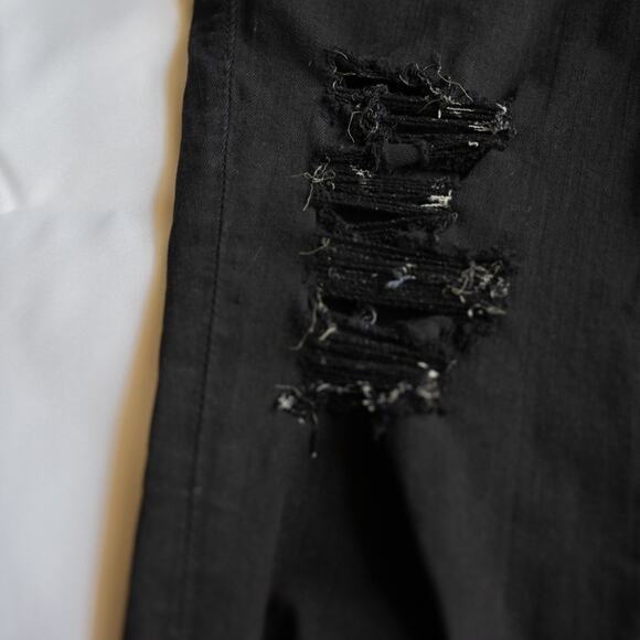 Frame Le Skinny De Jeanne Noir Black Distressed Skinny Jeans 25 - Picture 6 of 11